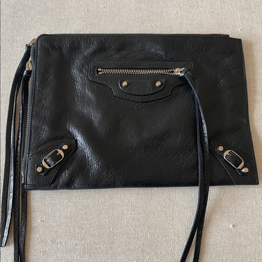 Balenciaga Agneau Black Leather Clutch